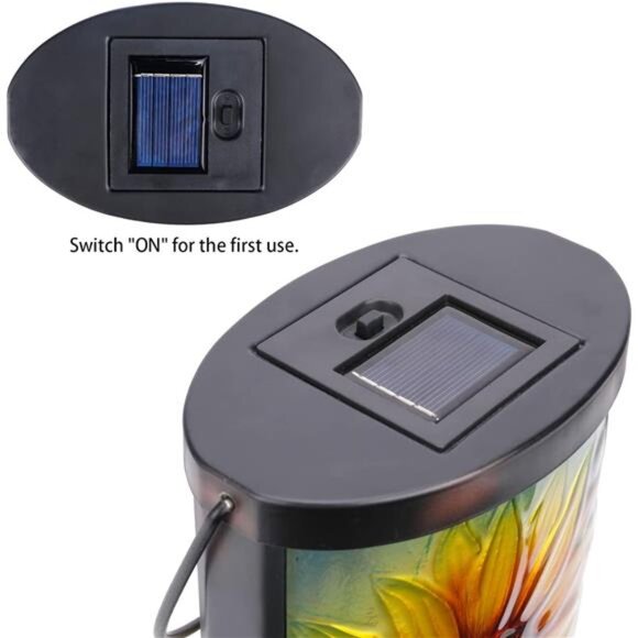 Hanging Solar Lantern Outdoor Waterproof LED Solar Lights Sunflower Decorative - Picture 6 of 7